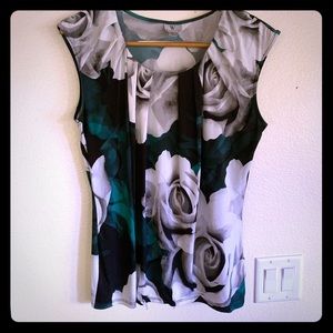 Worthington Floral Short Sleeve Top/Blouse